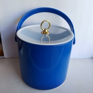 Vintage Royal Blue Viny And Lucite Ice Bar Bucket Excellent Condition
